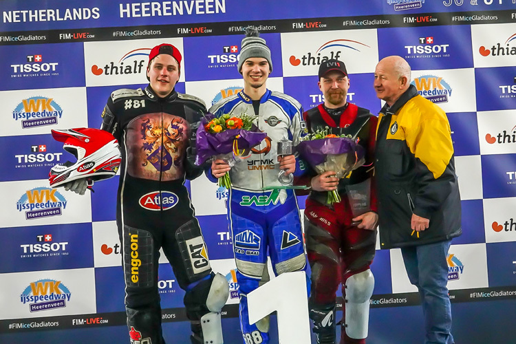 Konstantin Kolenkin (2.v.l.) gewann vor Jimmy Olsén (l.) und Matti Isoaho, rechts Roelof Thijs