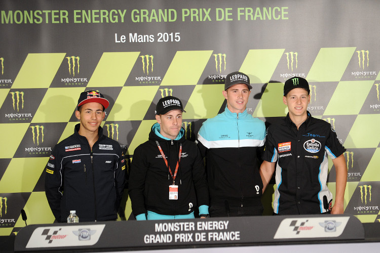 Moto3-Presskonferenz: Enea Bastianini, Efren Vazquez, Danny Kent und Fabio Quartararo