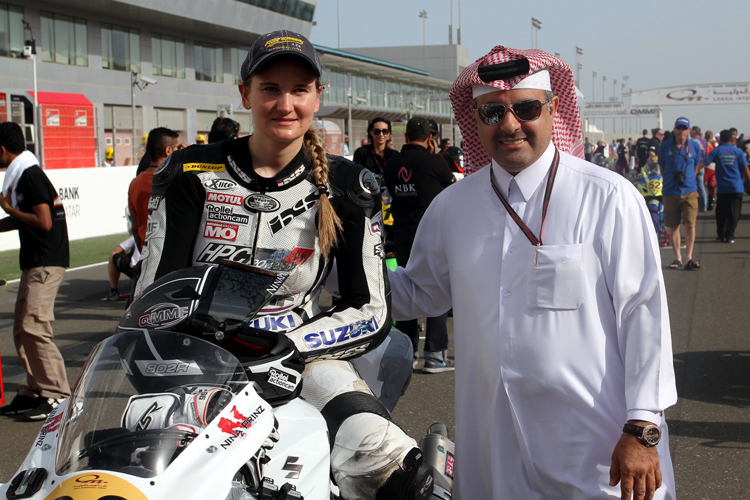 Nina Prinz mit QMMF-Präsident Nasser Khalifa Al Attiya