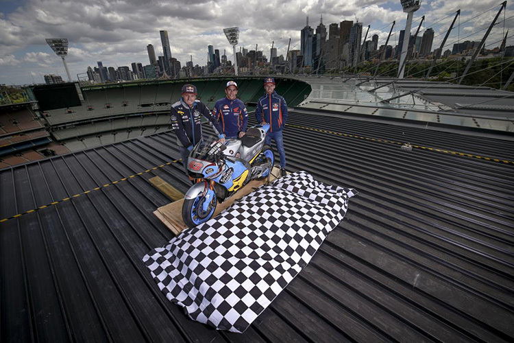 Am Mittwoch genossen Miller, Márquez und Binder mit der RC213V den Ausblick auf Melbourne