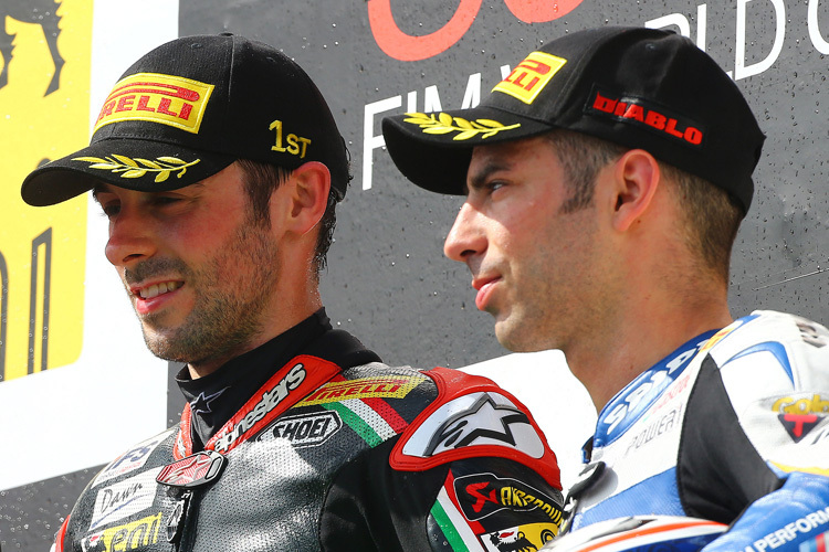 Laverty (li.) und Melandri gehören zu den Favoriten