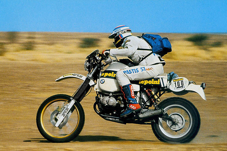 Hubert Auriol begann seine Rallye-Karriere auf Motorrädern von BMW