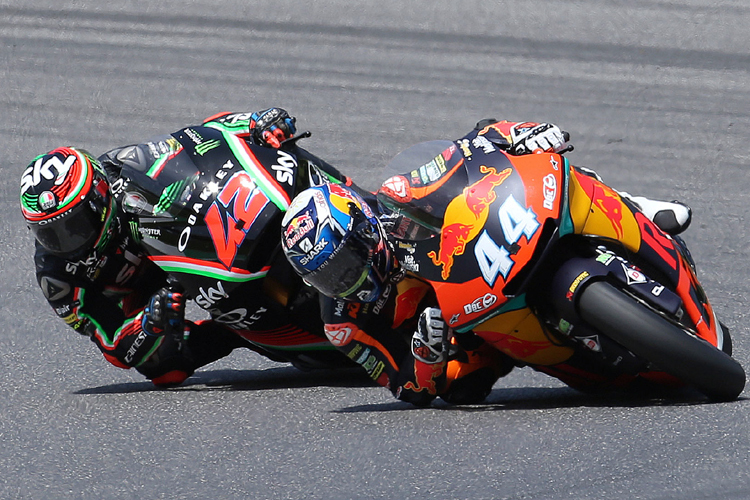 Die Titelfavoriten Francesco Bagnaia (42) und Miguel Oliveria (44)