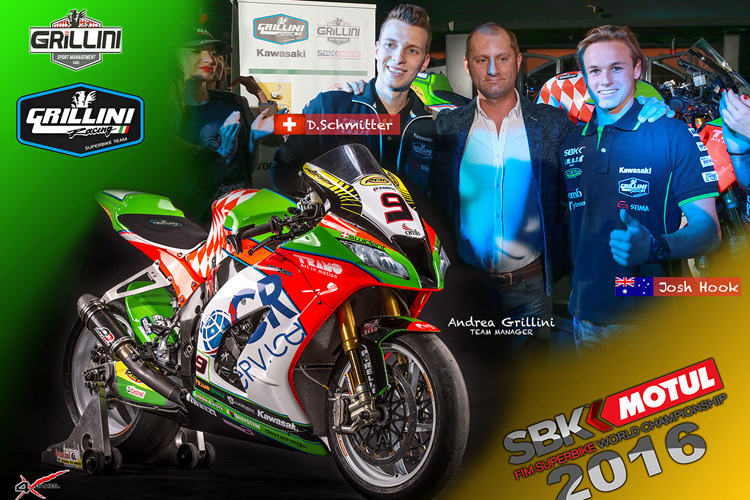 Grillini Kawasaki: Dominic Schmitter, Andrea Grillini und Joshua Hook (v.l.)