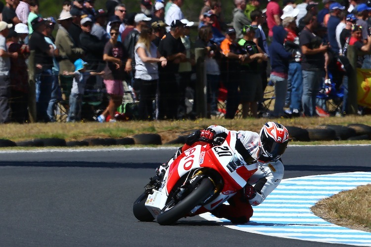 Aaron Yates kämpfte auf Phillip Island mit einer stumpfen Waffe