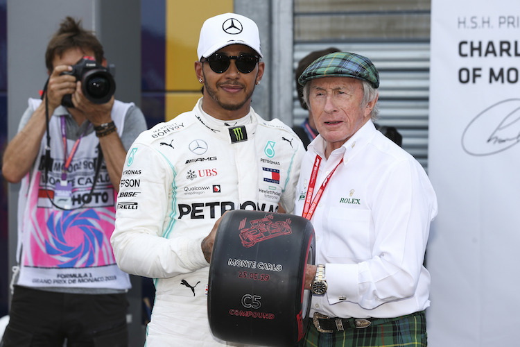 Lewis Hamilton und Jackie Stewart 2019 in Monaco