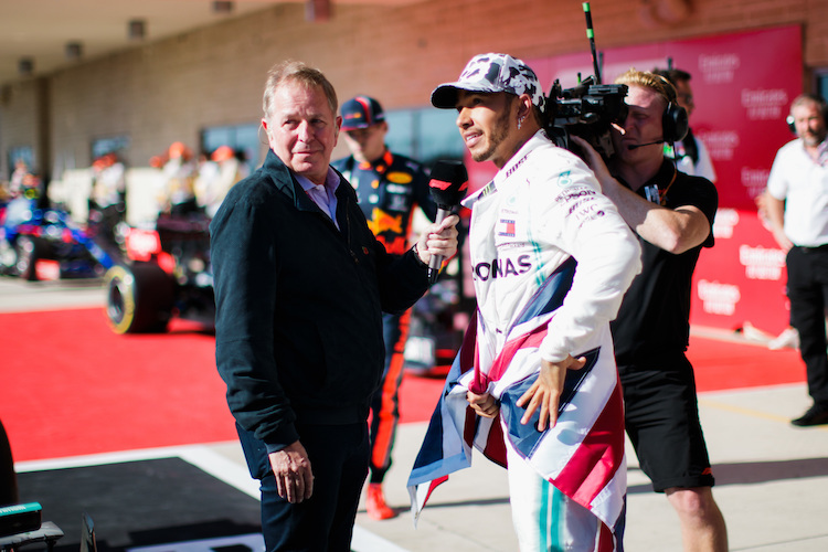 Martin Brundle und Lewis Hamilton 2019 in Texas