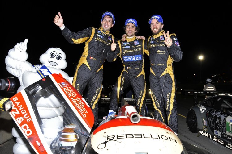 Neel Jani (oben links) und Nick Heidfeld (oben rechts) gewannen für Rebellion zusammen mit Nicolas Prost das Petit Le Mans 2013