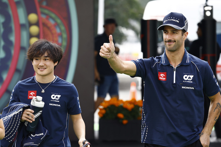 Die AlphaTauri-Fahrer Yuki Tsunoda und Daniel Ricciardo