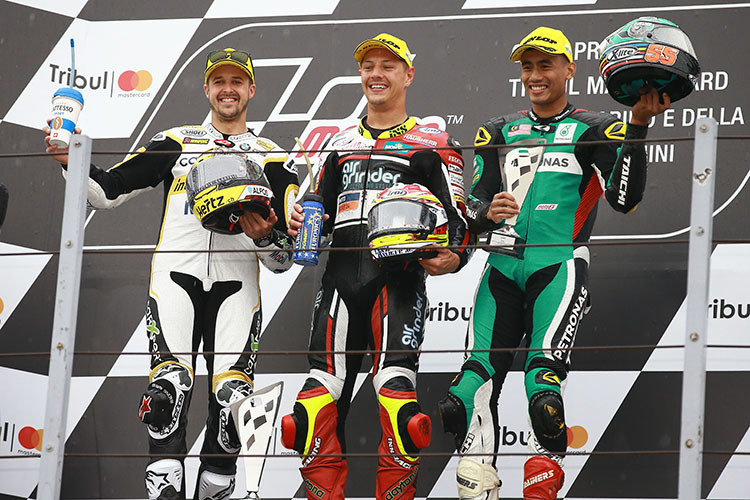 Tom Lüthi, Dominique Aegerter und Hafizh Syahrin