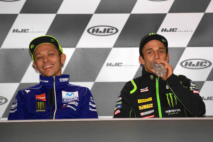 Valentino Rossi und Johann Zarco waren zwei der sechs MotoGP-Stars, die sich in Le Mans den Fragen der Journalisten stellten