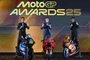 Die Champions der Klassen Moto2, MotoGP und Moto3: Diogo Moreira, Marc Marquez und Jose Antonio Rueda
