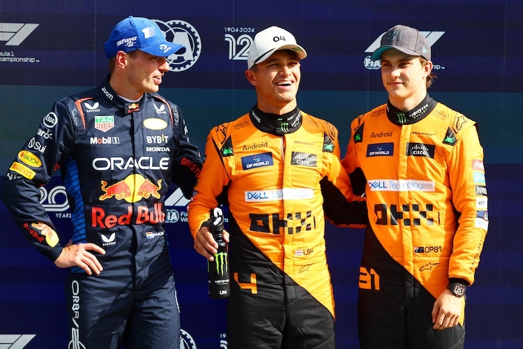 Max Verstappen, Lando Norris und Oscar Piastri