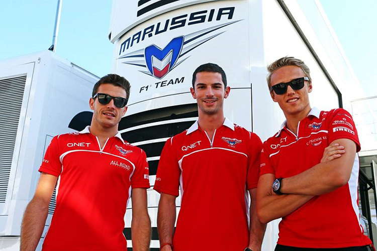 Das Marussia-Trio im Sommer am Hungaroring: Jules Bianchi, Alexander Rossi, Max Chilton