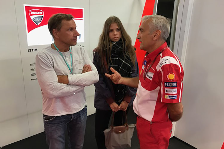 Richy Müller, Tochter Celina und Ducati-Teammanager Davide Tardozzi