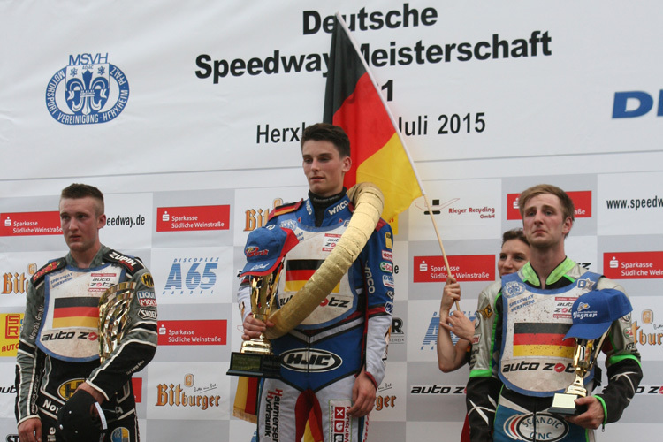 Podium der U21-DM: Mark Riss, Michael Härtel und Valentin Grobauer (v.l.)