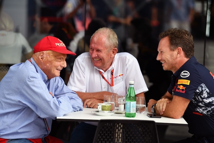 Niki Lauda, Dr. Helmut Marko und Christian Horner 2017