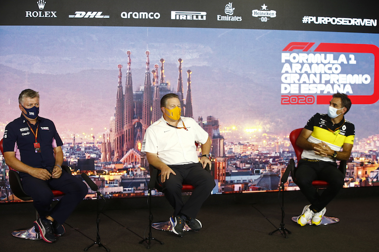 Racing Point-Teamchef Otmar Szafnauer, McLaren-CEO Zak Brown und Renault-Teamchef Cyril Abiteboul