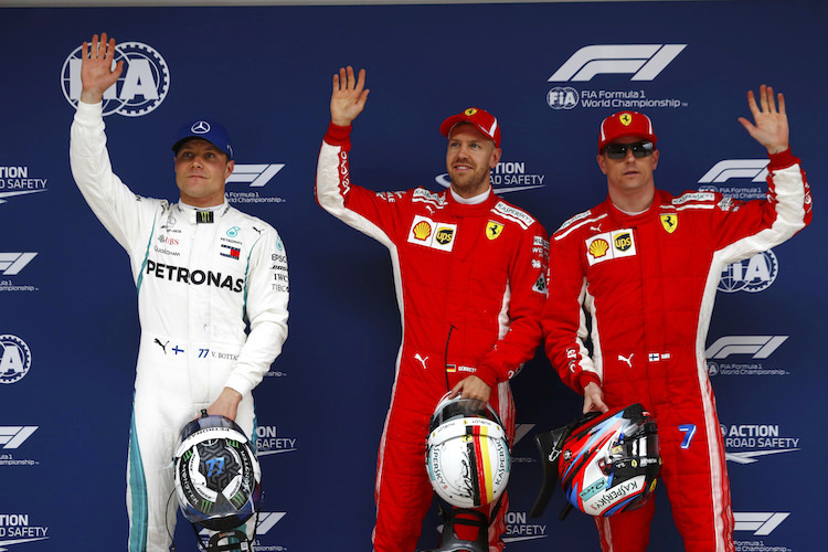 Nach der China-Quali: Bottas (3.), Vettel (1.), Räikkönen (2.)