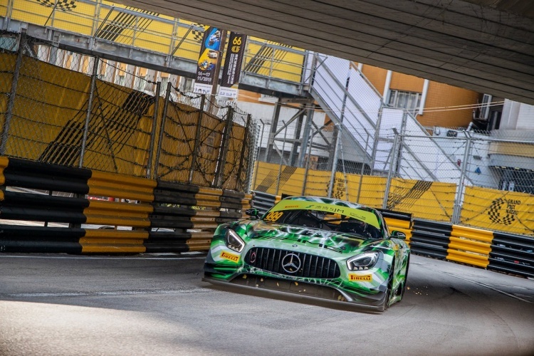 Der Mercedes-AMG GT3 von Raffaele Marciello gewinnt am Samstag beim FIA GT World Cup in Macau