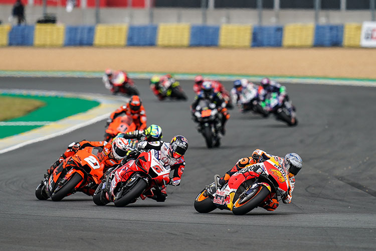  Le Mans-GP: Pol Espargaró (44) vor Zarco (5) und Lecuona (27)