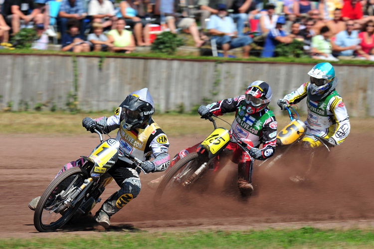 Langbahn-GP in Herxheim 2009: Gerd Riss vor Joonas Kylmäkorpi und Theo Pijper