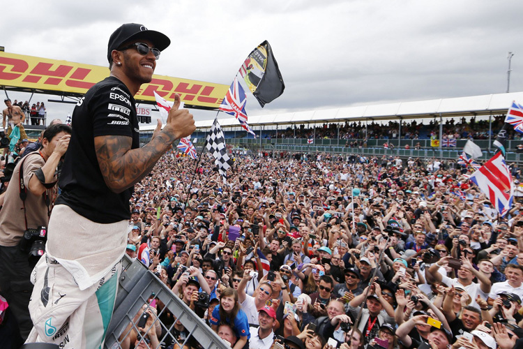 Lewis Hamilton nach seinem Silverstone-Sieg