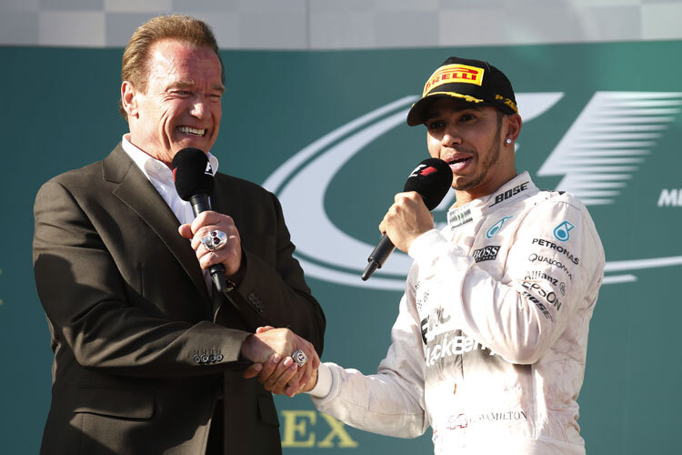 Lewis Hamilton mit «Terminator» Arnold Schwarzenegger