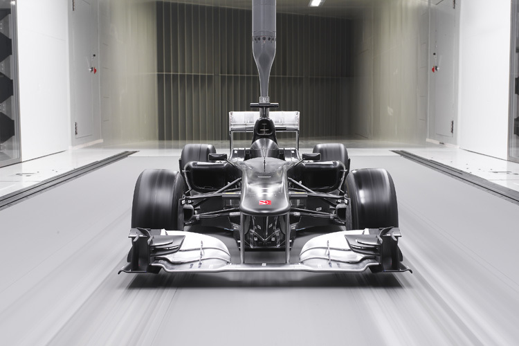 Ein Windkanalmodell im Test bei Sauber