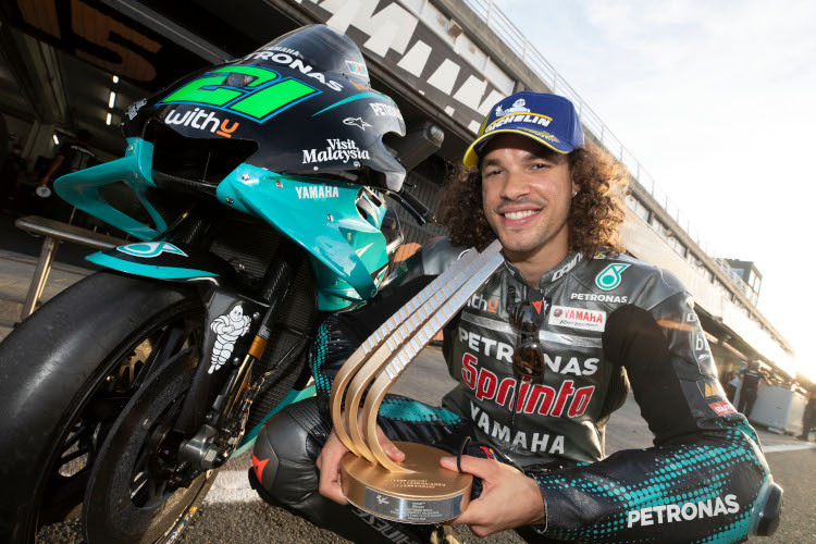 Franco Morbidelli und seine M1 nach dem dritten MotoGP-Sieg in Valencia