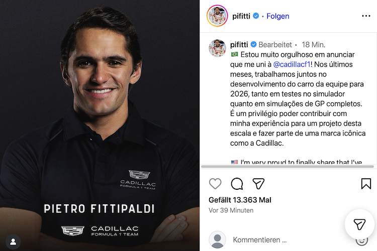 Pietro Fittipaldi bestätigt: Er ist bei Cadillac