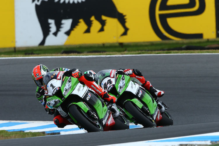 Die Kawasaki-Asse Tom Sykes (1) und David Salom (44) 