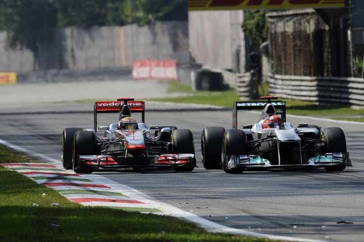 Hamilton und Schumacher in Monza 2011