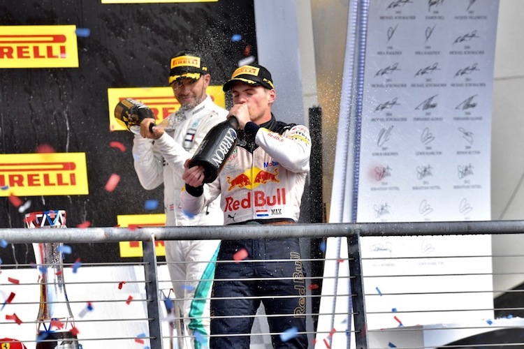 Max Verstappen und Lewis Hamilton