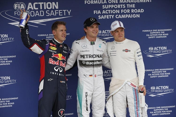 Die Top 3 - Nico Rosberg startet vor Sebastian Vettel und Valtteri Bottas
