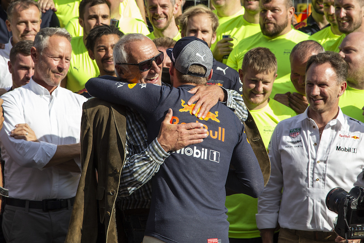 Dietrich Mateschitz und Max Verstappen 2018 am Red Bull Ring