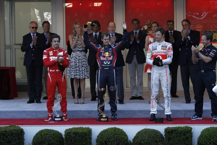 Fernando Alonso, Sebastian Vettel und Jenson Button