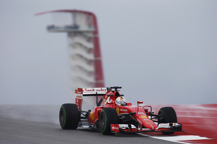 Sebastian Vettel im Regen von Texas