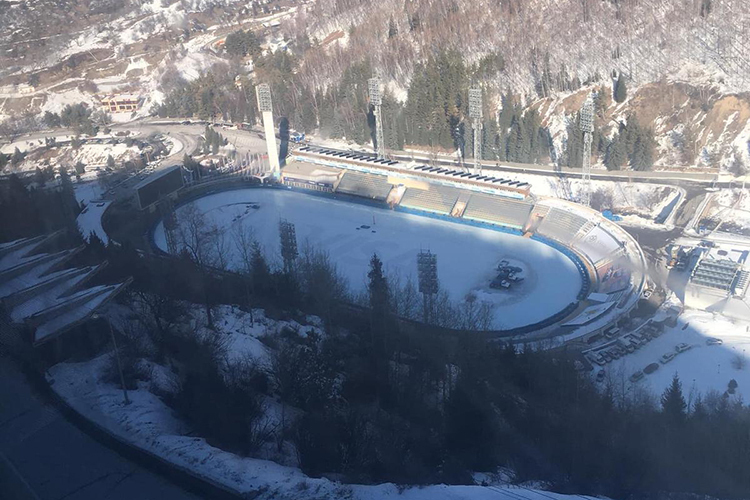 Das Stadion in Almaty von oben