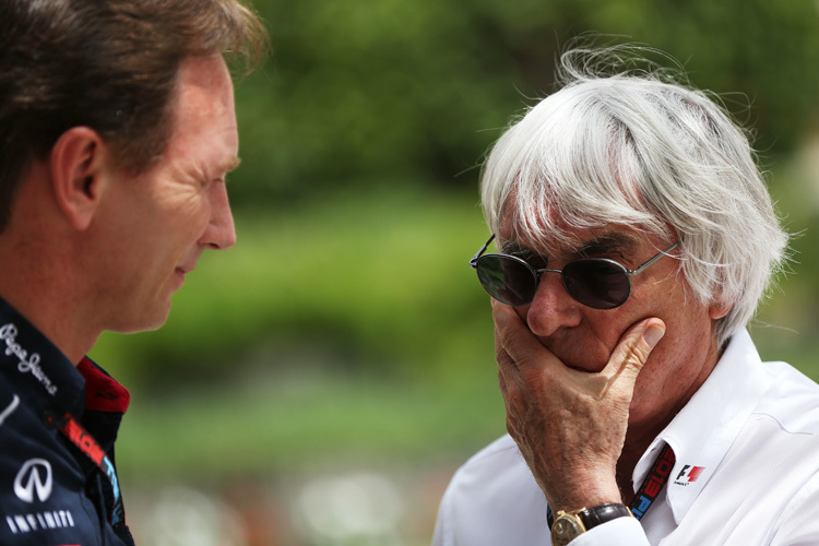 Bernie Ecclestone (rechts) mit Red-Bull-Racing-Teamchef Christian Horner