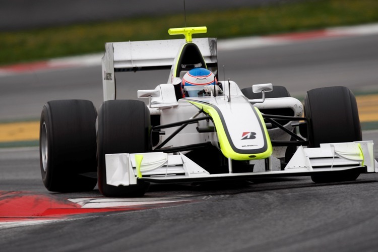 Diesmal an der Spitze der Zeitenliste: Jenson Button in BGP001