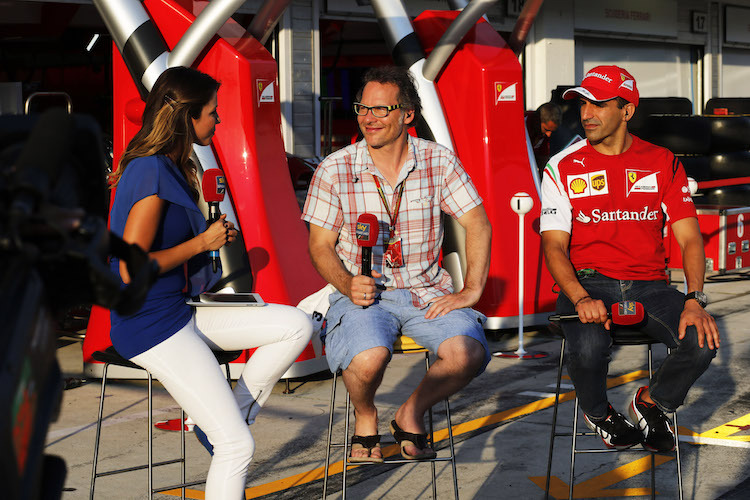 Marc Gené (rechts) und Jacques Villeneuve beim Sky-Interview