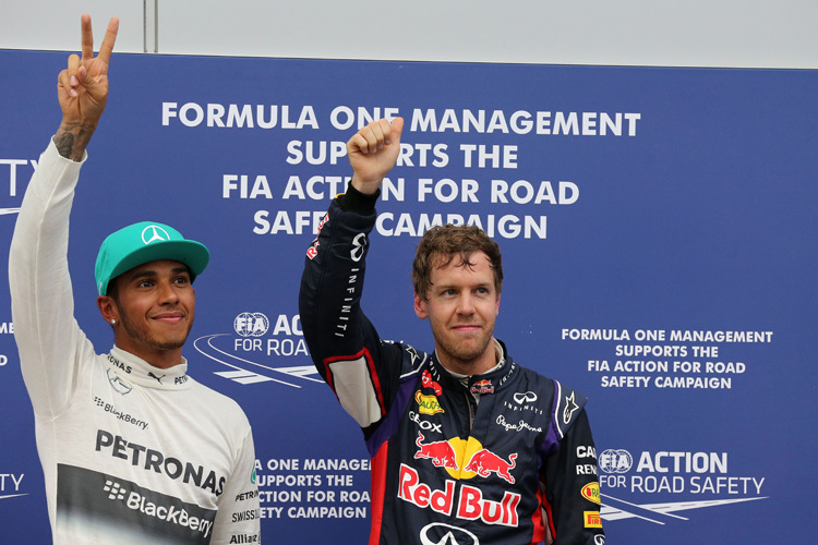 Lewis Hamilton und Sebastian Vettel: Verschiedene Gesten, aber kein Vettel-Finger