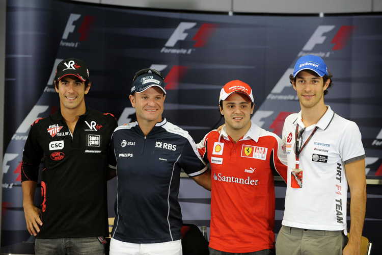 Brasilien-GP 2010: Lucas di Grassi, Rubens Barrichello, Felipe Massa, Bruno Senna