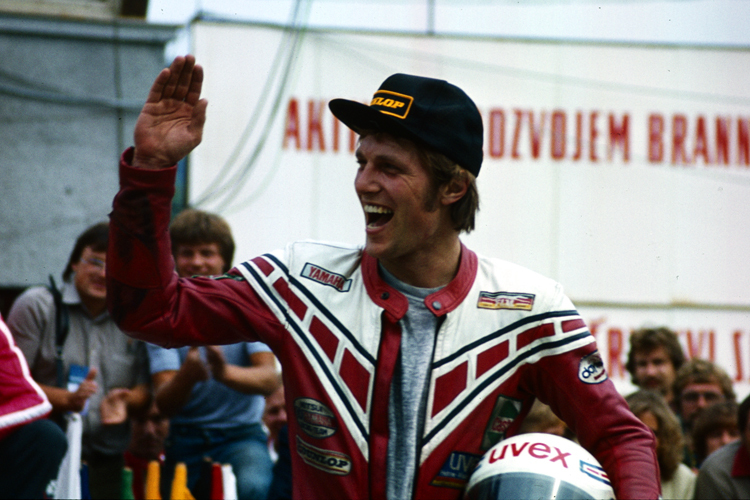 Martin Wimmer freut sich über seinen dritten Platz in Brünn 1982