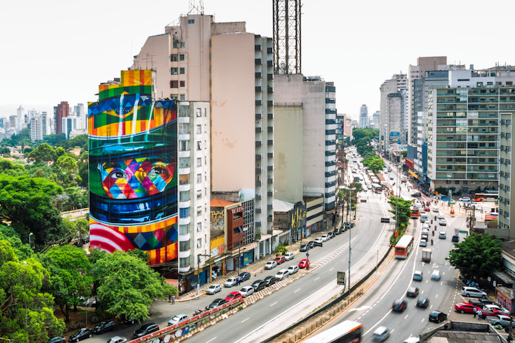 Das Wandbild an der Paulista