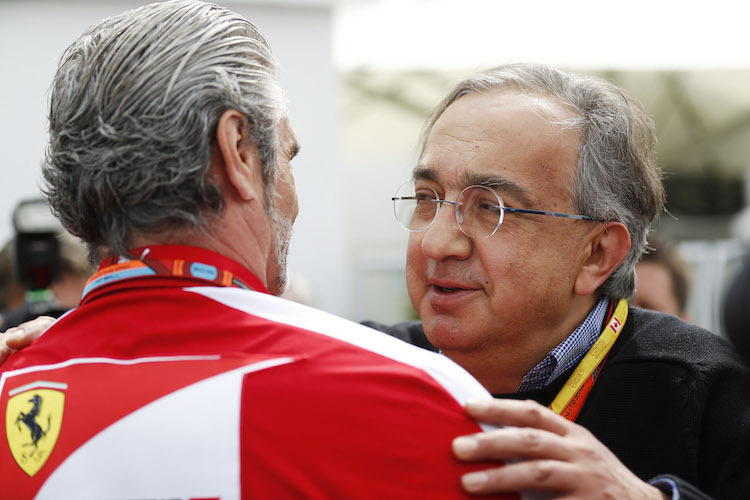 Sergio Marchionne (rechts) mit Ferrari-Teamchef Maurizio Arrivabene