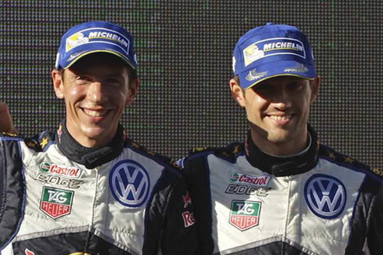 Verdient zum dritten Mal Weltmeister – Sébastien Ogier (rechts) und Beifahrer Julien Ingrassia 