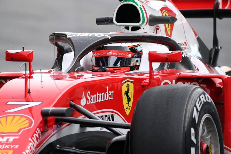 Der Halo am Ferrari von Kimi Räikkönen, als Demo-Version im Rahmen der Wintertests in Barcelona
