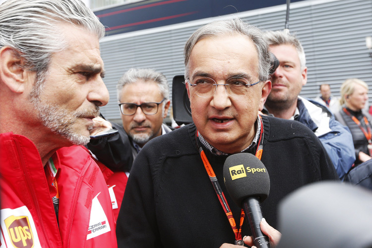 Sergio Marchionne (rechts) mit Ferrari-Teamchef Maurizio Arrivabene